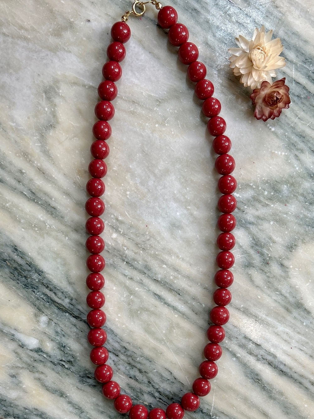 Trifari Cranberry Beaded Choker Necklace - Picture 3 of 4